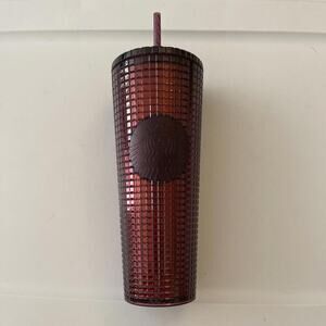 Starbucks Tumbler Bling Berry Plum Grid Maroon Disco Holiday 24oz Cold Cup 2020